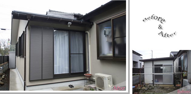 埼玉県入間市Qさま 外から見た増築部分