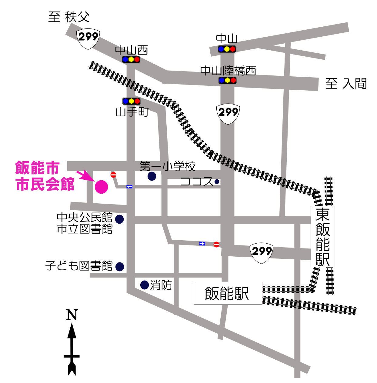 飯能市民会館の地図