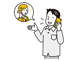 通話で問い合わせを受けるスタッフのイラスト