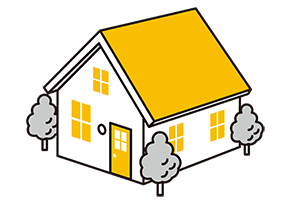 虫眼鏡で住宅を点検する作業員のイラスト