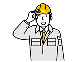 敬礼する作業服姿の技術者イラスト